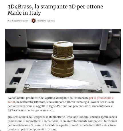 Product 3D4Brass, la stampante 3D per ottone Made in Italy - Innovation Post - 3D4BRASS image