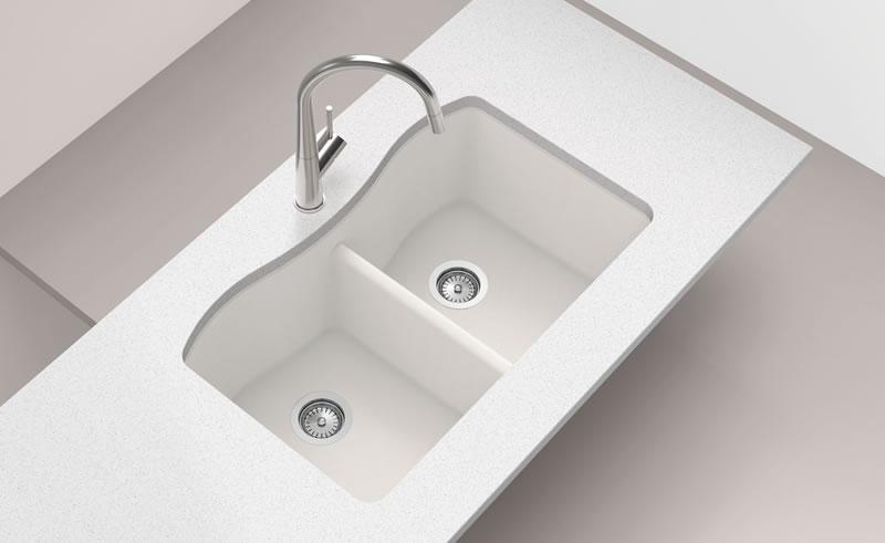 Product Aggranite Impulse I200U Quartz Granite 50/50 Sink Dual Mount - Aggranite Sinks image