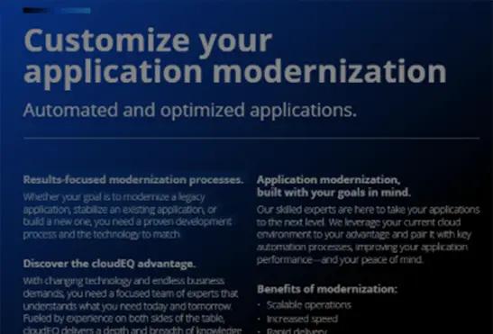 UseCase: Customize Your Application Modernization - cloudEQ Inc