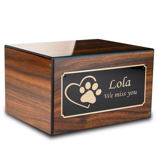 Product 
      Heritage Walnut Single Paw Heart Large Pet Cremation Box Urn image
