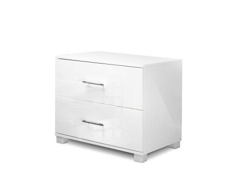 Product 
      High Gloss Two Drawers Bedside Table - White - 360HomeWare image