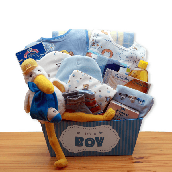 Product A Special Delivery New Baby Gift Basket - Blue - baby bath set - baby boy gift basket - new baby gift basket - baby gift baskets - baby shower gifts image