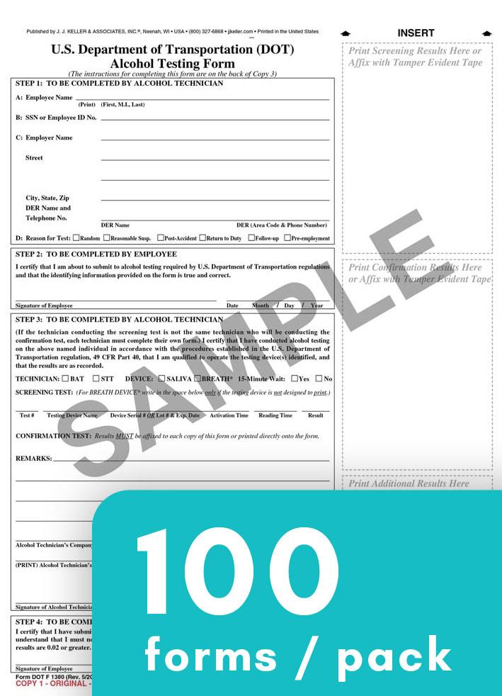 Product  DOT Alcohol Testing Forms (100 Forms / Pack) | Chematics, Inc. Chematics, Inc. image