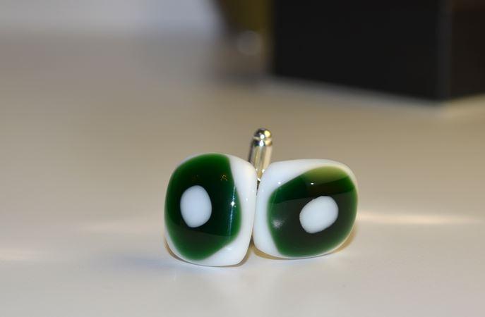 Product Green Spotted Cufflinks | Glass Cufflinks - Fused Glass Art image