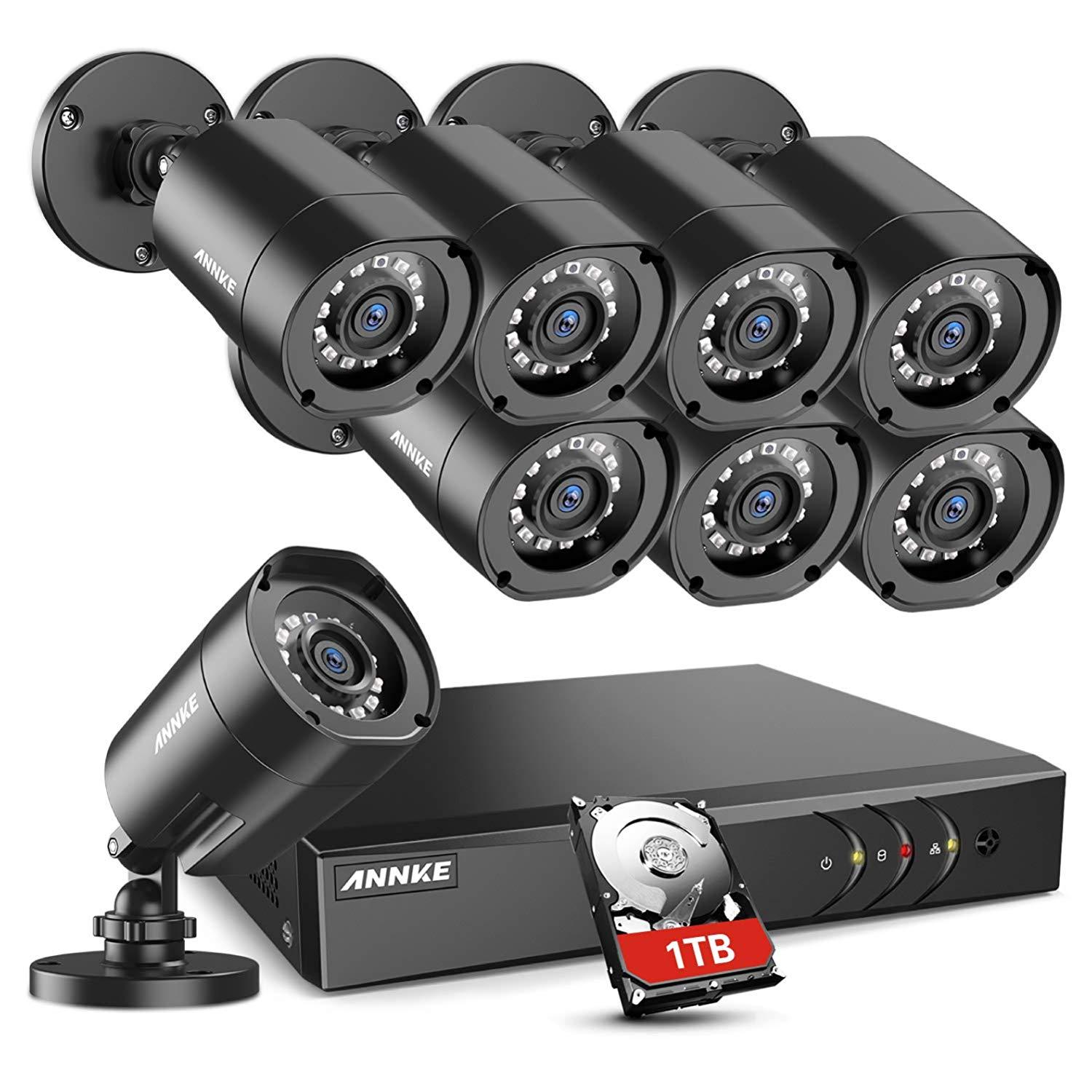 Product ANNKE Home Security Camera System 8 Channel 1080P Lite DVR with 1TB HDD and (8) HD 1080P Outdoor IP66 Weatherproof CCTV Cameras, Smart Playback, Instant email Alert with Images - Gadusa Security image