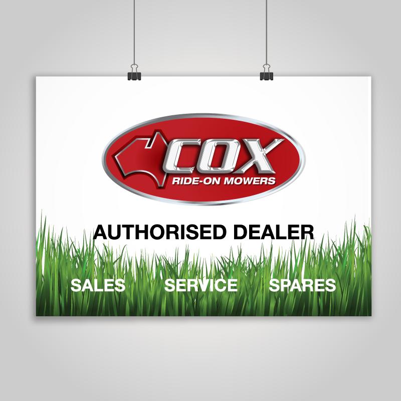 Product: Cox Mowers signs – Plain Design.