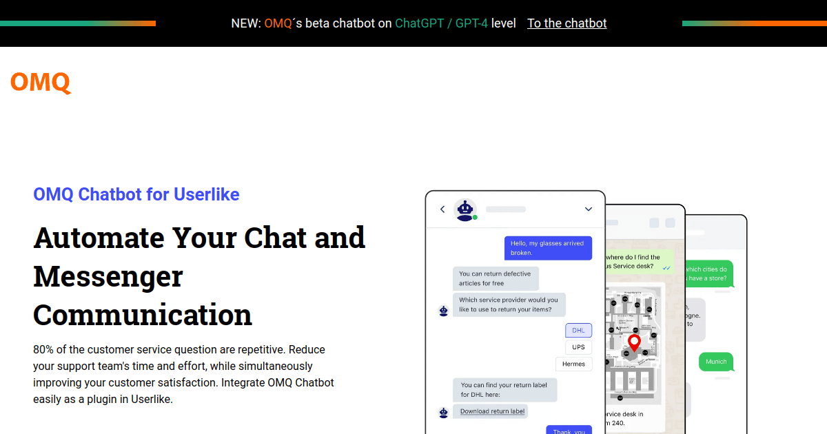 Product OMQ | Chatbot smart customer communication in chats and instant messaging | OMQ image
