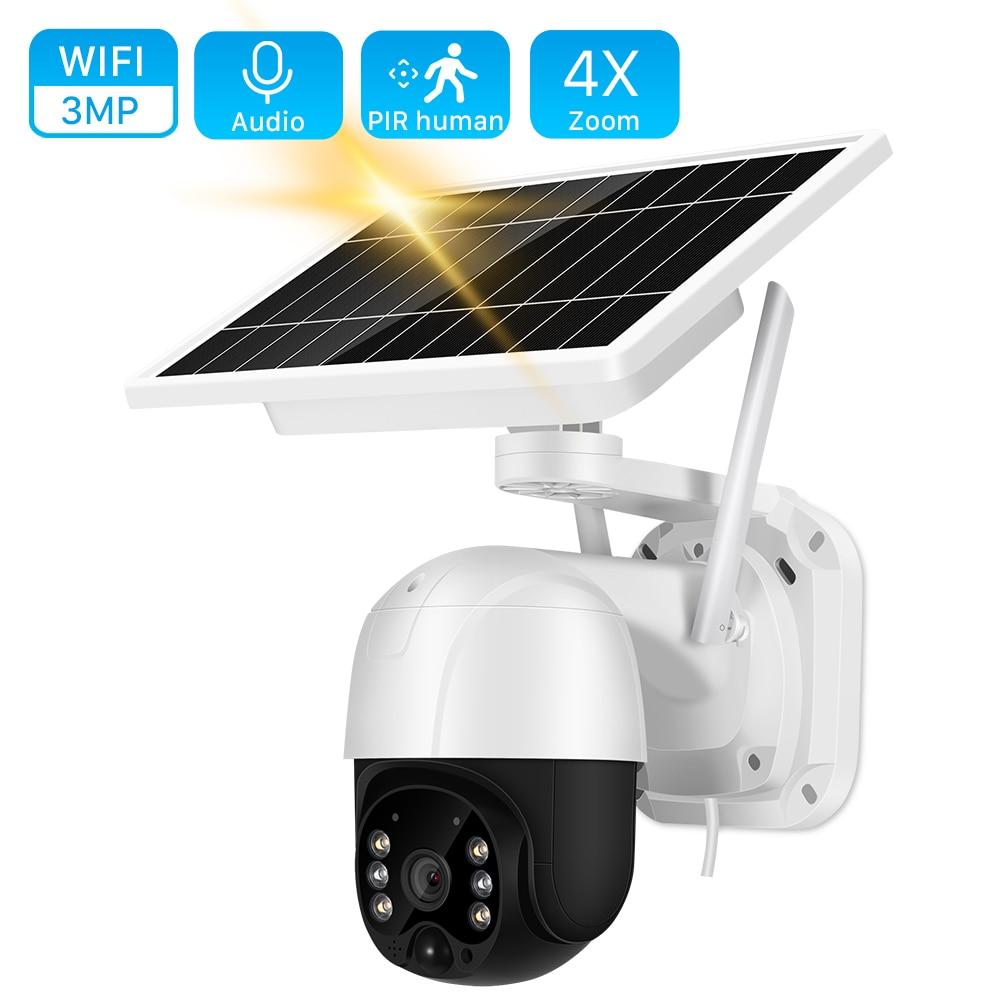 Product 3MP Outdoor WiFi Solar Home Security Camera PIR Human Detection Color Night Vision Audio image