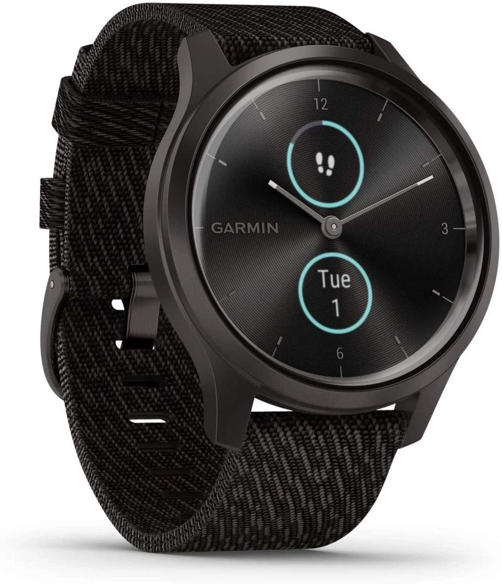 Product Garmin Vivomove Style Hybrid Smartwatch Black Pepper Nylon with Slate Hardware image