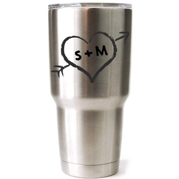 Product: Personalized Yeti Tumbler with Wedding Heart Design - Lazerworx