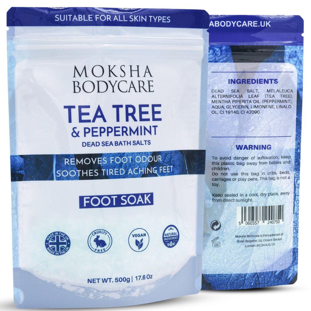 Product Foot Soak with Tea Tree Oil Tea Tree & Peppermint Oil Foot Soak Bath Salt - Moksha Bodycare l image