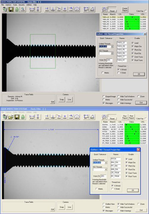 Product Inspection Software Offers Thread Measurement Add-On | OASIS Inspection Systems image