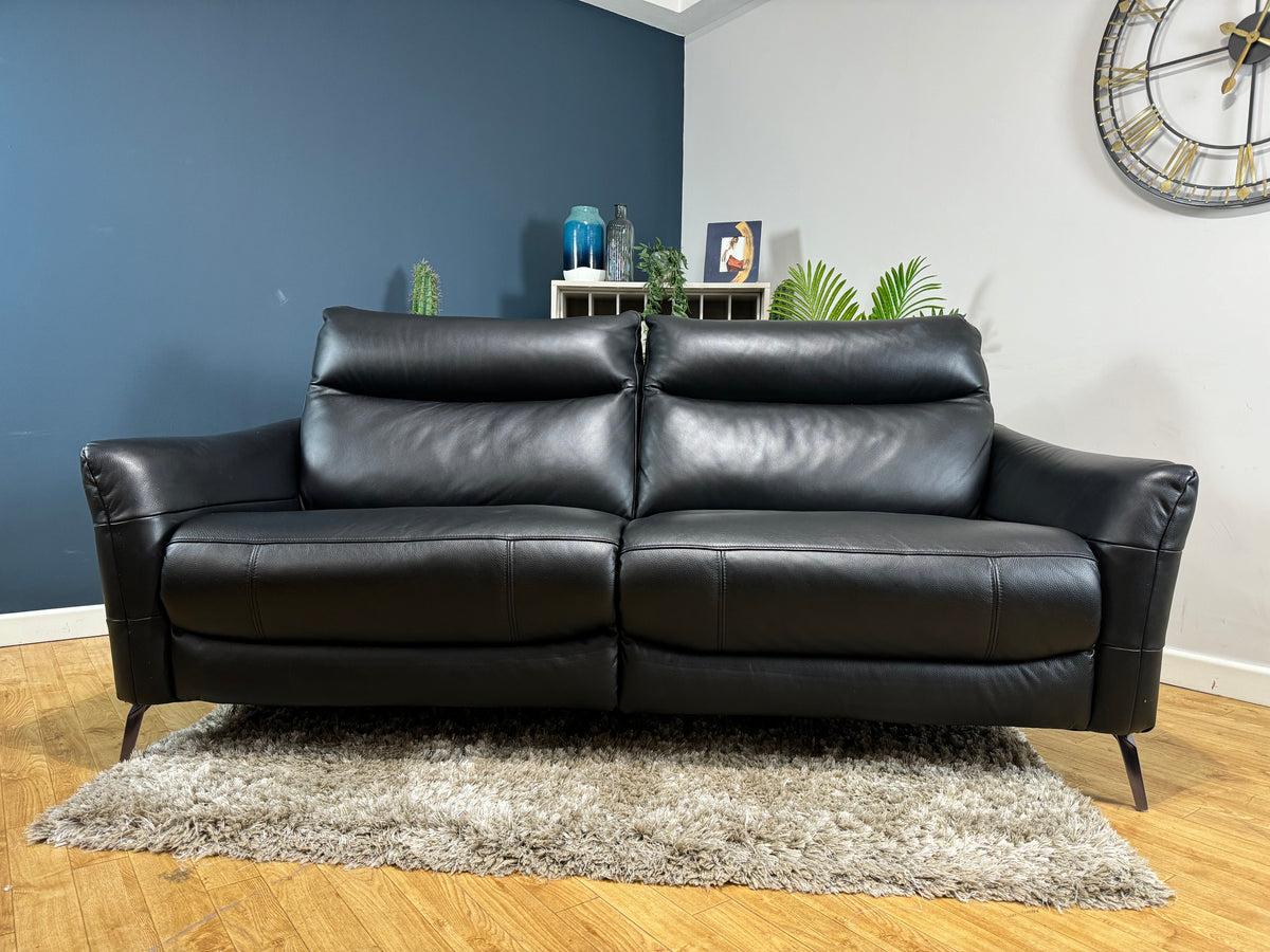 Product Renato 2.5 Seater Jet Black Leather (WA2) — The Sofa Clearance Outlet image