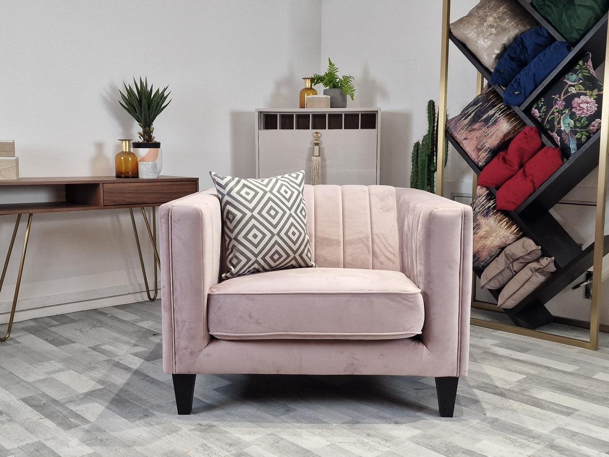 Product Fluted Isla - Fabric Loveseat - Velluto Pink All Over — The Sofa Clearance Outlet image