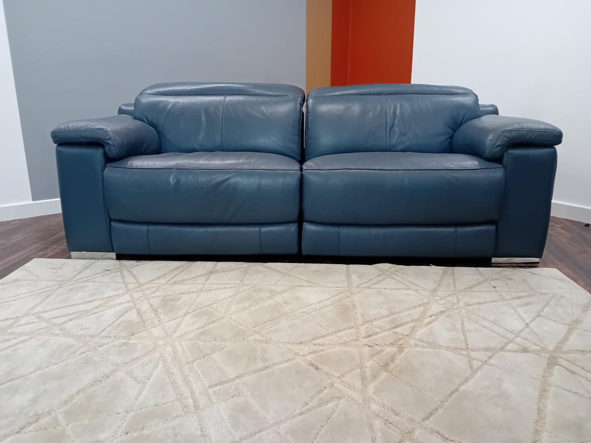 Product Laurence 3 Seat - Leather Power Recliner Sofa - Le Mans Smoke Blue — The Sofa Clearance Outlet image