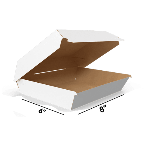 Product 8”x 6" Rectangle Corrugated Kraft White Clamshell Take-Out Box | Custom Packaging image