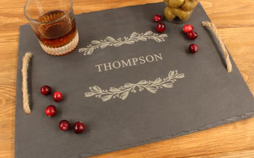 Product Personalized Farmhouse Slate Serving Tray | Bauman Engraving image