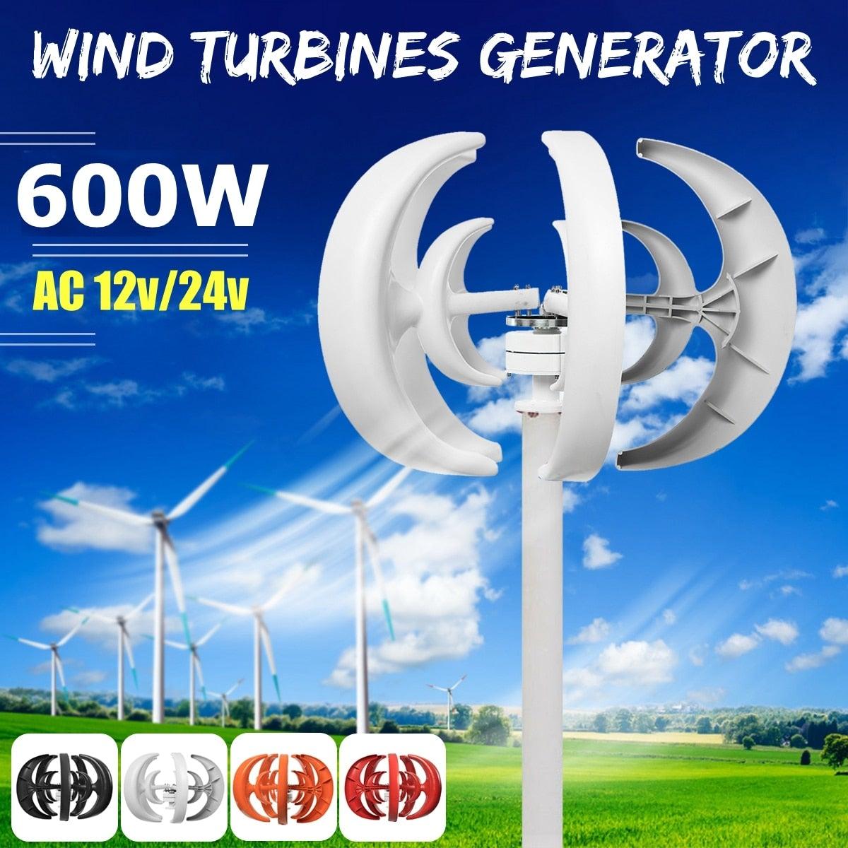Product Max 600W AC 12V Wind Turbine Generator Lantern 5 Blades Motor Kit Vertical Axis - Wavetra image