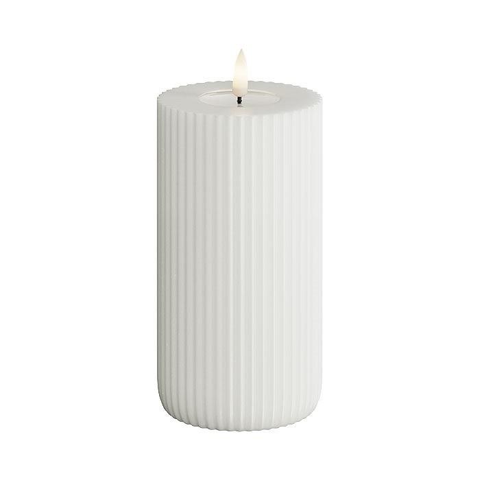Product White Ribbed Battery Operated LED Candle 8x15cm - Collective Home Store image