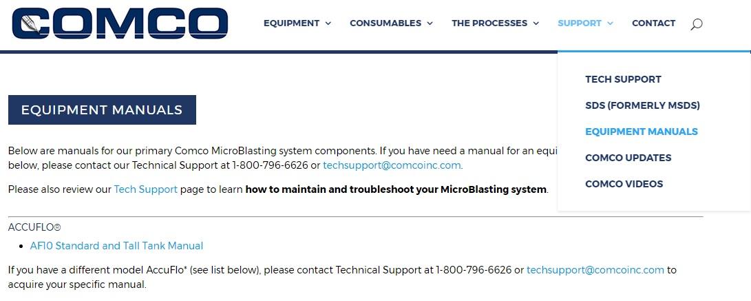 Product: Blog - Equipment manuals page - Comco Inc
