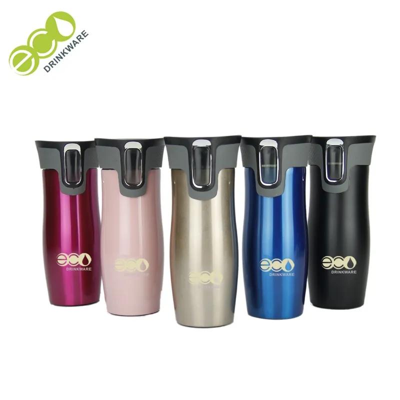 Product Food grade Contigo style button release water 500ml double wall stainless steel flask - Eco Drinkware image