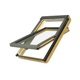 Product FAKRO | FAKRO FTP-V/C P2 10 114x118 Natural Pine Conservation Style Centre Pivot Roof Window | JJ Roofing Supplies image