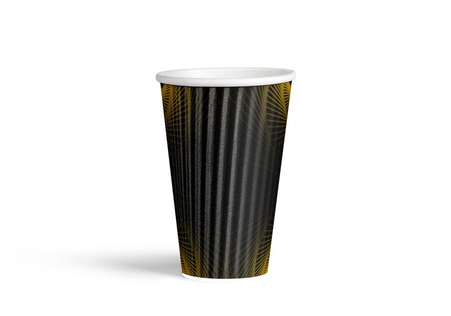 Product 16oz (480mL) Triple Wall “Ripple” Coffee Cup (Black) - Just Coffee Cups image