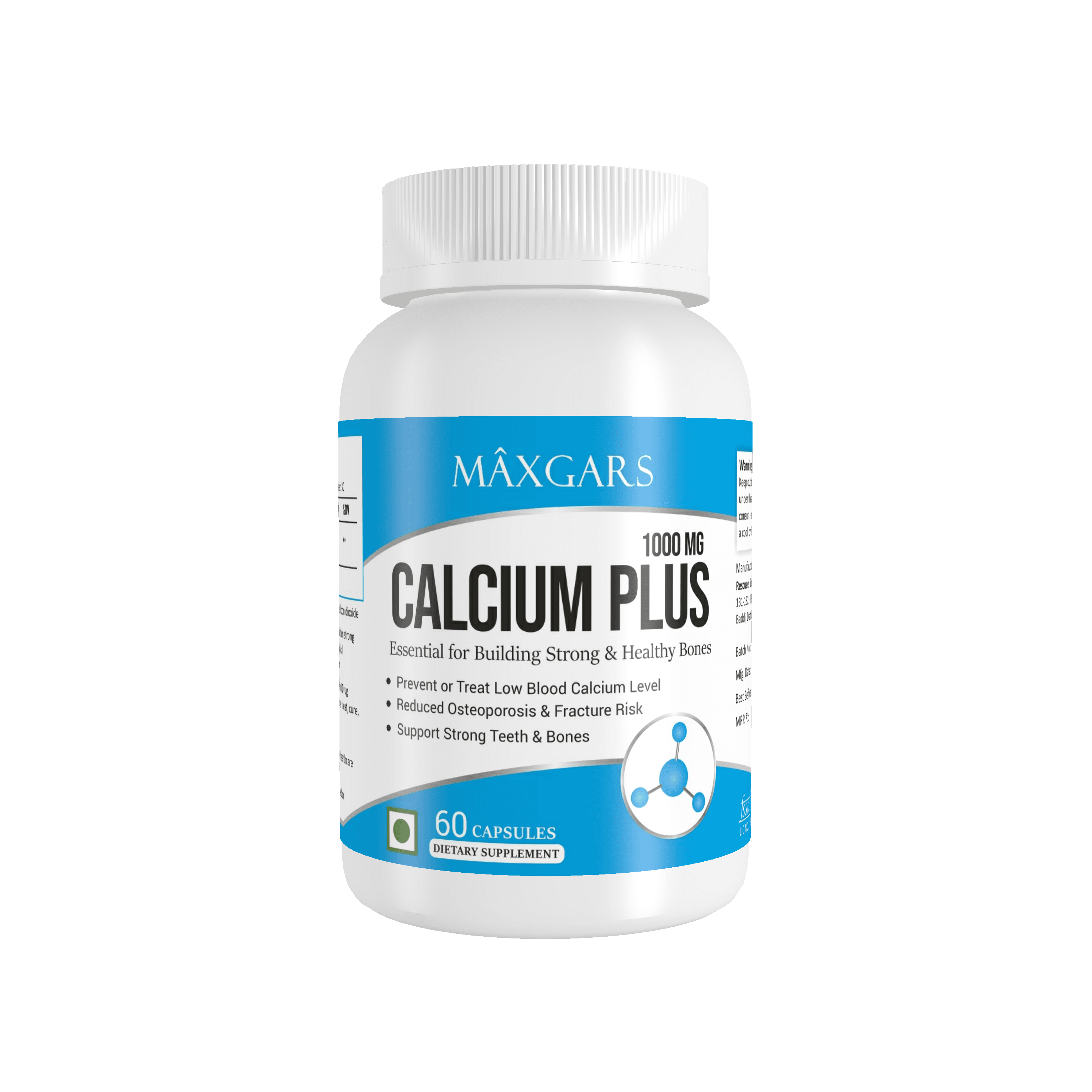 Product: Maxgars Calcium Plus For Healthy Bone Support 1000mg, 60 Capsules - Maxgars