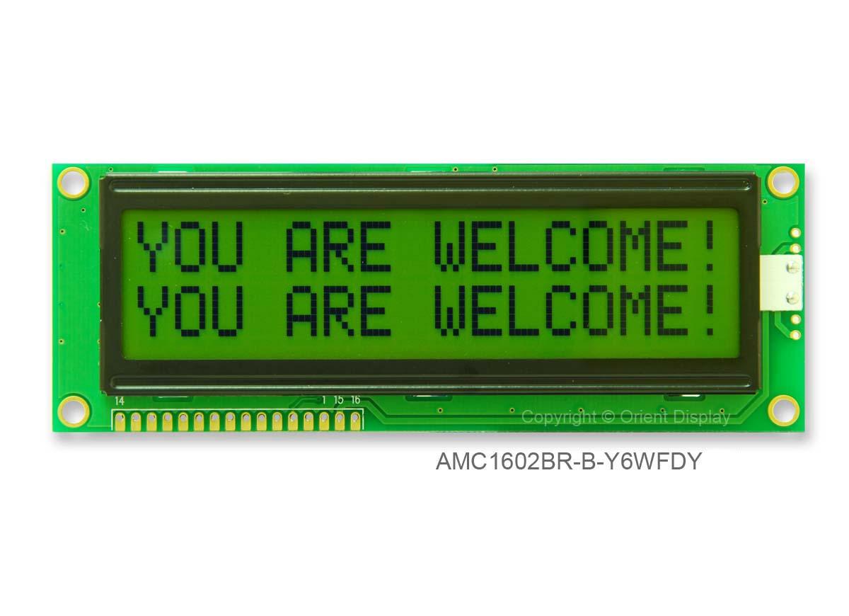 Product 16x2 Character LCD Module AMC1602BR-B-Y6WFDY | Orient Display image