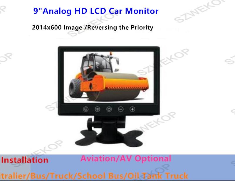 Product 9″Analog HD LCD CAR Monitor reversing image Aviation/AV port - SZWEKOP image