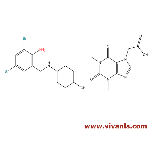 Product Acebrophylline, CAS Number 96989-76-3, Formula C₁₃H₁₈Br₂N₂O•C₉H₁₀N₄O₄, VIVAN Life Sciences image