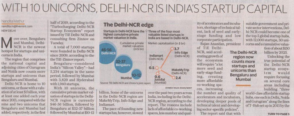 Report: Turbocharging Delhi-NCR Start-up Ecosystem – Mint - TiE - Global Entrepreneurship Organization