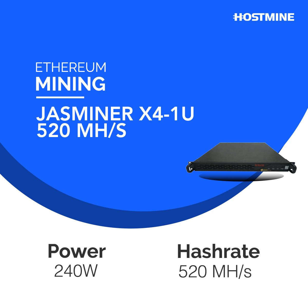 Image for ETHEREUM Mining Contract Jasminer X4-1U Miner 520 MH/s | Crypto Mining Server | HOSTMINE