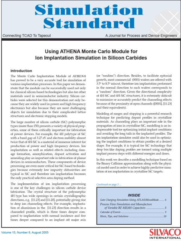 Using Athena Monte Carlo Module for Ion Implantation Simulation in Silicon Carbides - Silvaco
