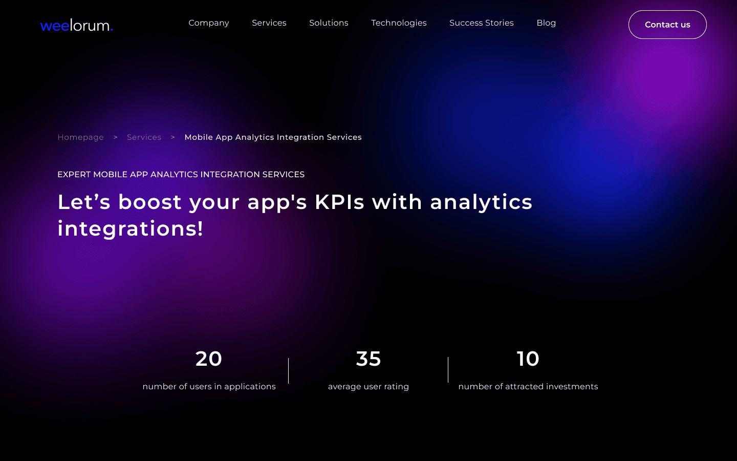 Image for Mobile App Analytics Integration Services | Weelorum