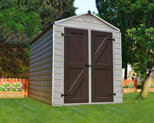 Product Skylight™ ~6' x 7' 5" Storage Shed Beige Walls Brown Doors | Palram-Ca - Canada Greenhouse Kits image