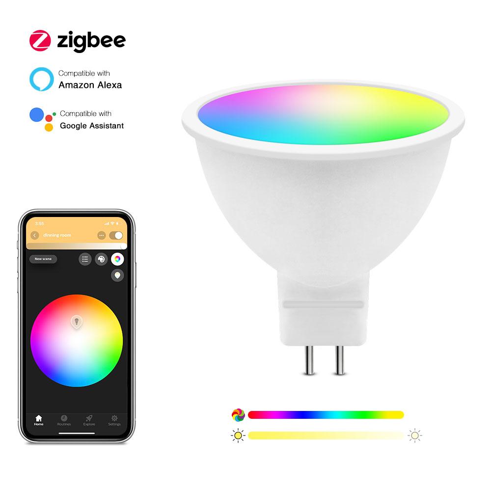 Product Zigbee Smart light Bulbs MR16/GU5.3 Color Changing Light Bulb 5W,400 Lumens, Compatible with Amazon Alexa Echo show 10 Echo Plus(2nd Gen) and Samsung SmartThings Hub, Voice Remote Control Smart Bulb - Welcome to Smart Lighting Factory image