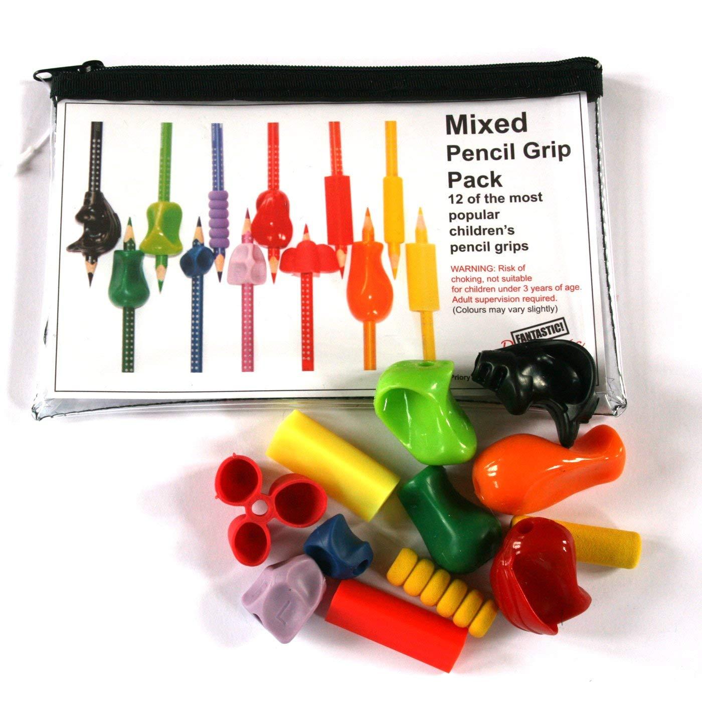 Product 12 Pack Mixed pencil grip pack,Pencil Grip Kit Pack,Pencil Grip Pencil Grip Selection Box,Special needs pencil grips,pencil grippers,special needs pencil toppers,pencil toppers,special needs pencil writing grips - Sensory Education image