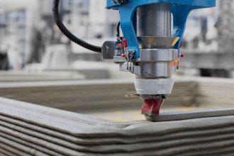 Photo of a Concrete 3D Printer in action